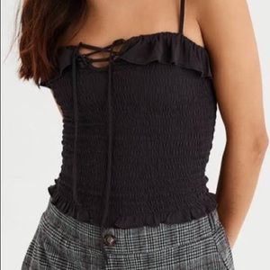 gray smocked tank top from american eagle